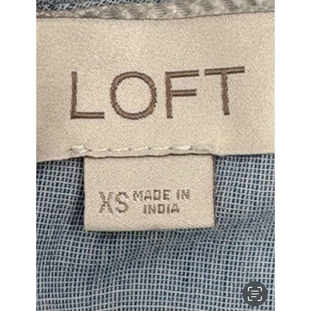 Loft Blue Ruffles Blouse Top Sze XS Cottagecore Vintage Retro Peasant Sleeveless - Picture 7 of 10